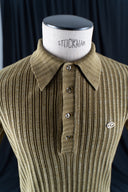 Diesel Khaki Green Striped Short Sleeve Polo Shirt