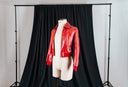 Vintage Red Cropped Leather Jacket