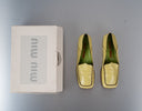 Miu Miu Pale Yellow Leather Slip-On Shoes