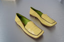 Miu Miu Pale Yellow Leather Slip-On Shoes