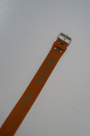 Moschino Brown Leather Belt with Green Details