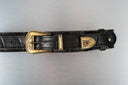 Giorgio Armani Black Leather Belt with Gold Details