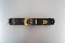 Giorgio Armani Black Leather Belt with Gold Details