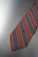 Reddish-Brown and Dark Gray Striped Necktie