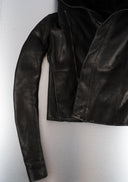 Rick Owens Hooded Black Leather Jacket