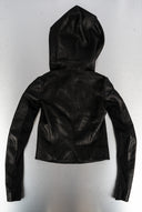 Rick Owens Hooded Black Leather Jacket